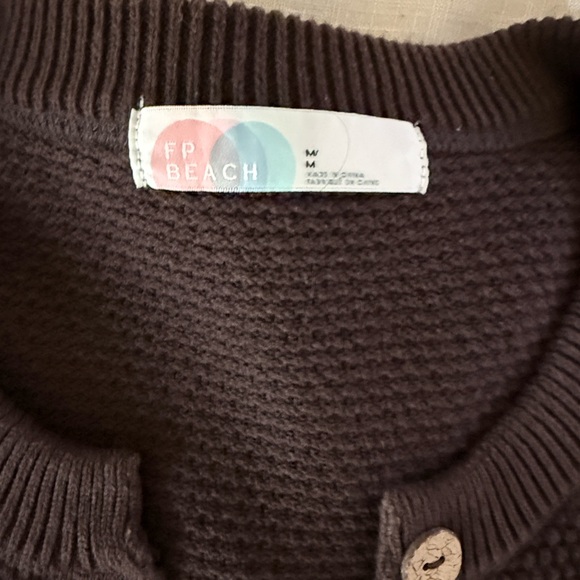 Free People Waffle-Knit V-Neck Sweater in Chocolate Brown - Picture 3 of 5